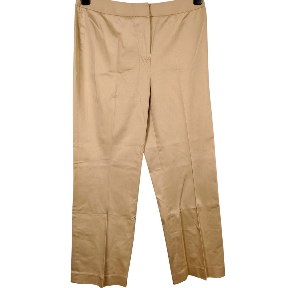 Lafayette 148 Womens SZ 8 Straight Leg Pants Tan Cotton Blend Quiet Luxury